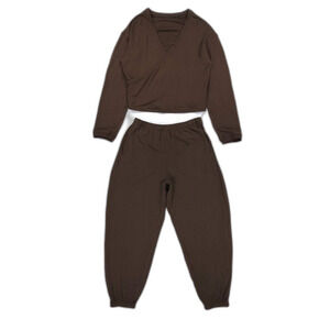 LULULEMON BeCalm Wrap-Front Long-Sleeve Shirt Oversized Mid-Rise Pant Lounge Set